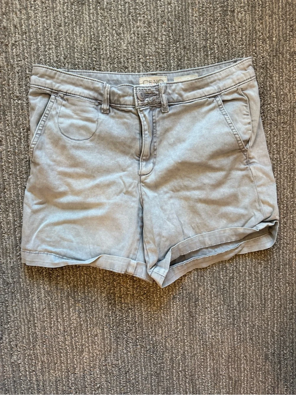 Chino by Anthropologie Relaxed Shorts Womens Sz 27 Gray Rolled Hem Casual Chino - Picture 1 of 3